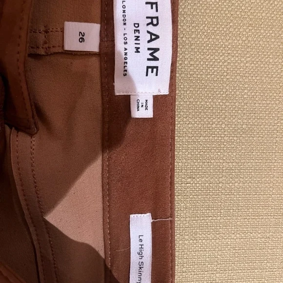 Frame Suede Leather Pants Jeans 26 Brown